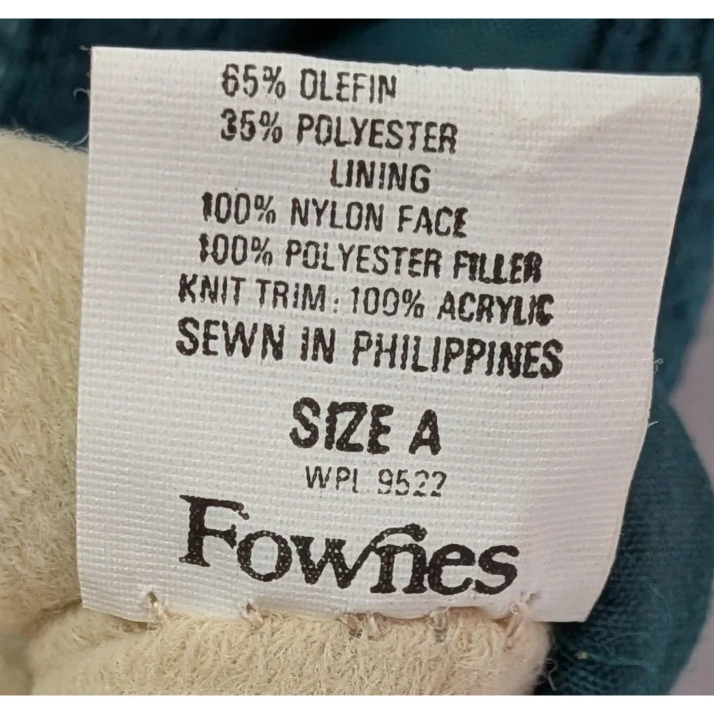 Fownes Thinsulate Gloves Women Size A Teal Green Quilted Winter Thermal